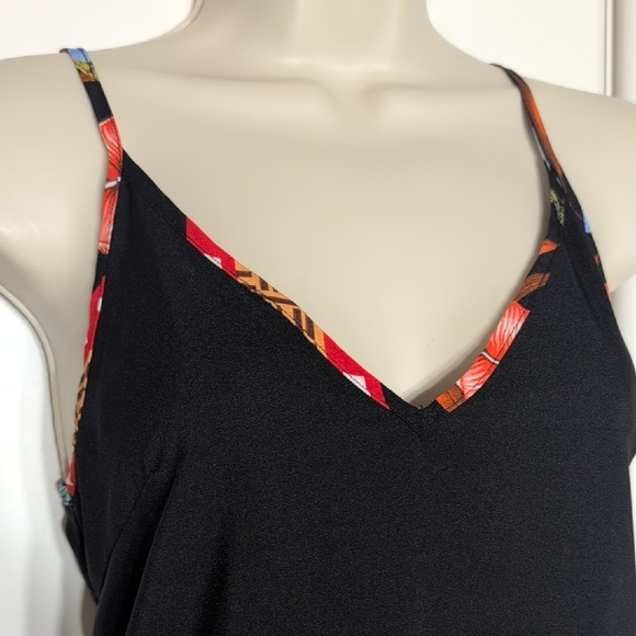 SHEIN Black Tropical Print Swim Coverup - Picture 2 of 5